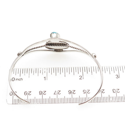 Old Pawn 925 Sterling Vintage Turquoise Floral & Feather Adjustable Bracelet 6"