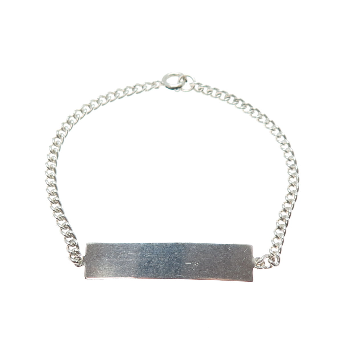 925 Sterling Silver Vintage Curb Link ID Bracelet 7.25"