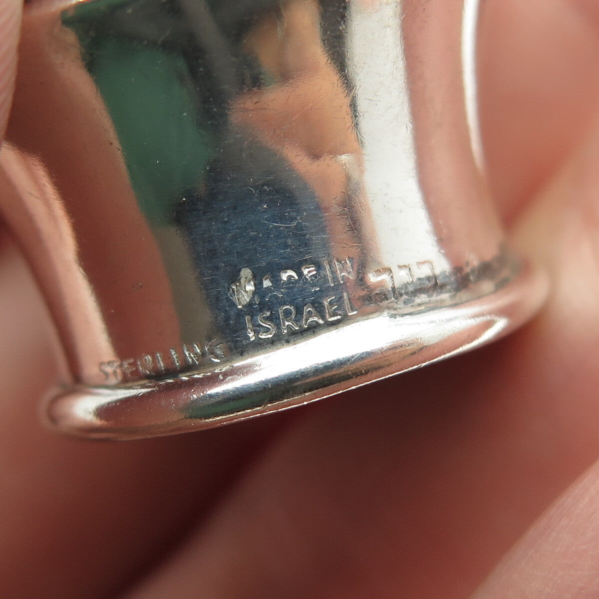 925 Sterling Silver Vintage Israel Real Turquoise Gemstone Flask / Jar Cap