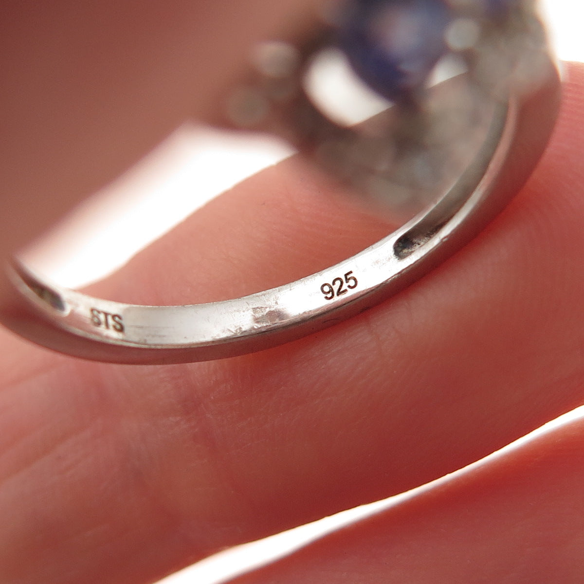 Chuck Clemency 925 Sterling Silver Real Tanzanite & White Topaz Ring Size 8