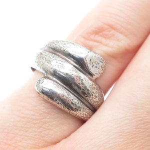 925 Sterling Silver Vintage Modernist Bypass Oxidized Ring Size 6.25
