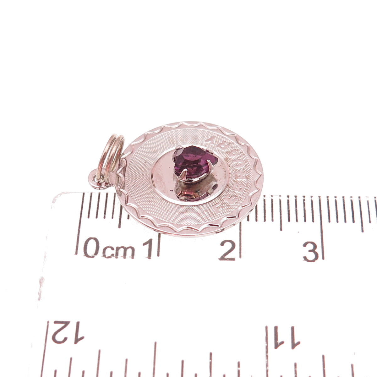 Spencer 925 Sterling Silver Vintage Hear-Cut Purple Rhinestone February Pendant