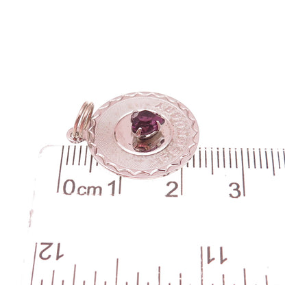Spencer 925 Sterling Silver Vintage Hear-Cut Purple Rhinestone February Pendant