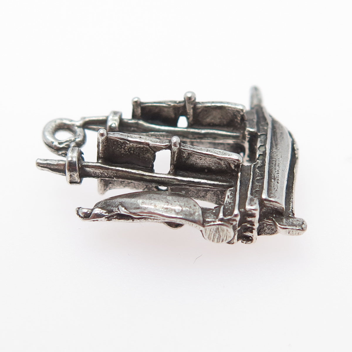 925 Sterling Silver Vintage Sailing Ship Minimalist 3D Charm Pendant