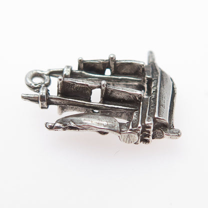 925 Sterling Silver Vintage Sailing Ship Minimalist 3D Charm Pendant