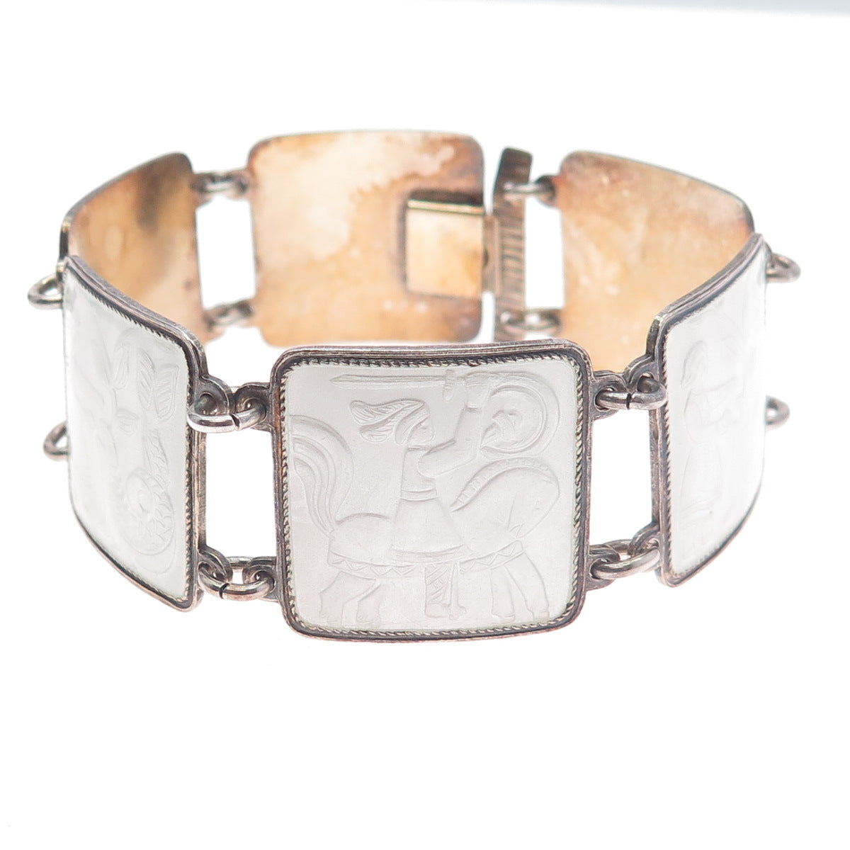 DAVID ANDERSEN 925S Sterling Vintage Norway Enamel Fairytale Bracelet 7.5"