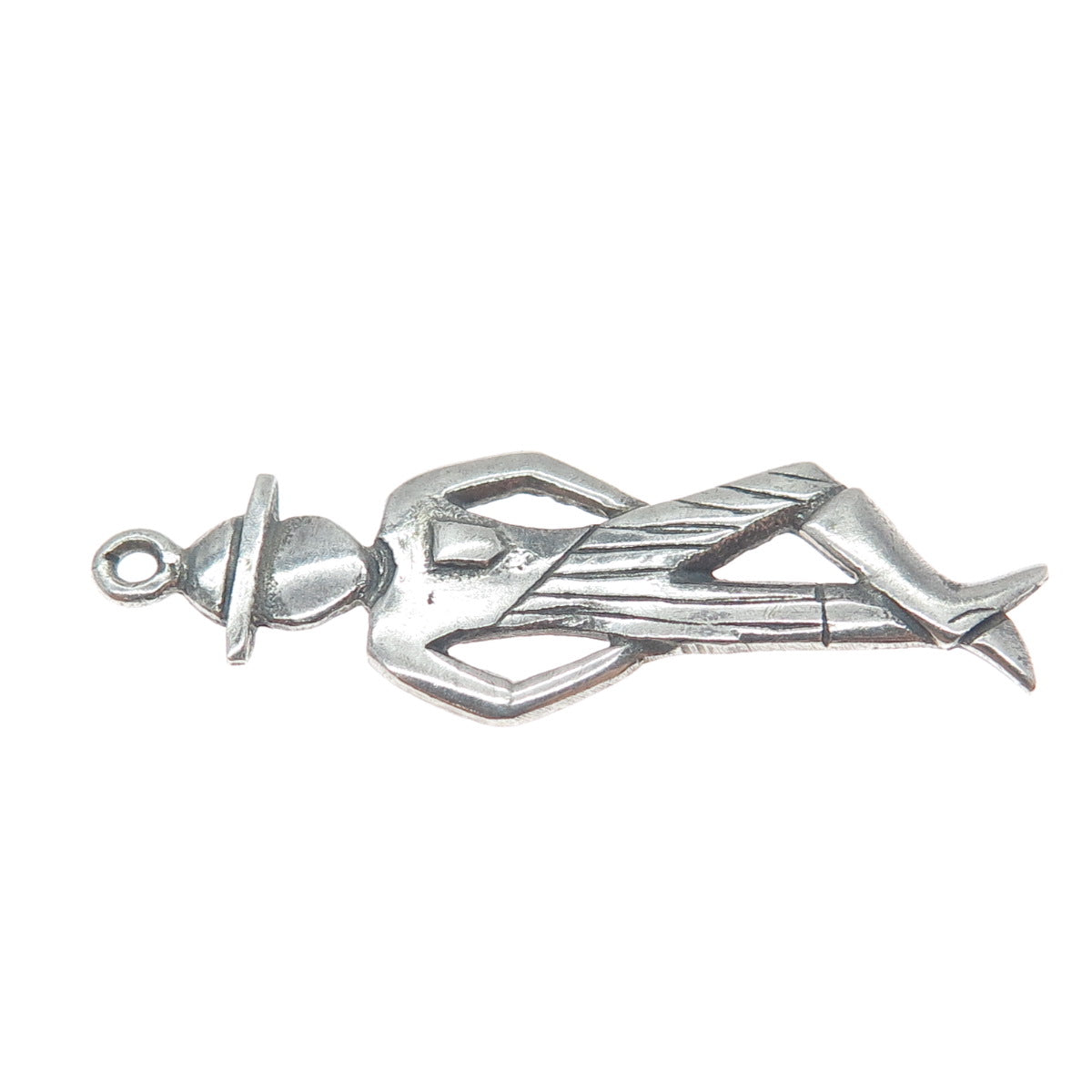 925 Sterling Silver Vintage Dancer Oxidized Charm Pendant