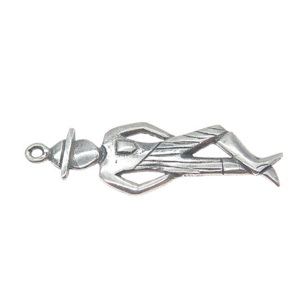 925 Sterling Silver Vintage Dancer Oxidized Charm Pendant