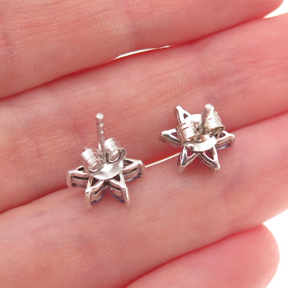 Chuck Clemency 925 Sterling Silver Real Marquise-Cut Tanzanite Stud Earrings