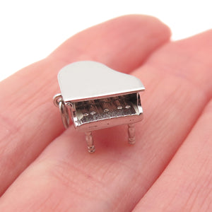 925 Sterling Silver Vintage Grand Piano 3D Mini Open Charm Pendant