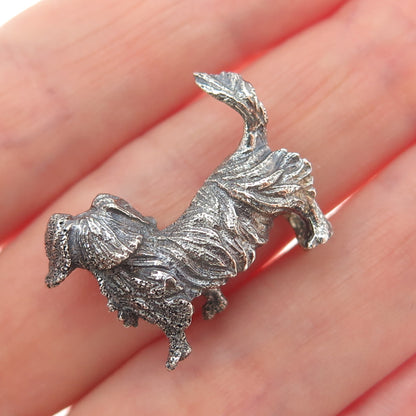 925 Sterling Silver Vintage Cocker Spaniel Dog Oxidized 3D Miniature