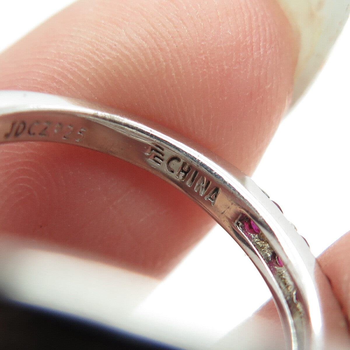 925 Sterling Silver Lab-Created Ruby & Black C Z Multi-Circle Ring Size 6.25