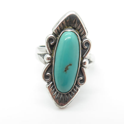 BELL TRADING POST 925 Sterling Silver Vintage Real Turquoise Gem Ring Size 5.25