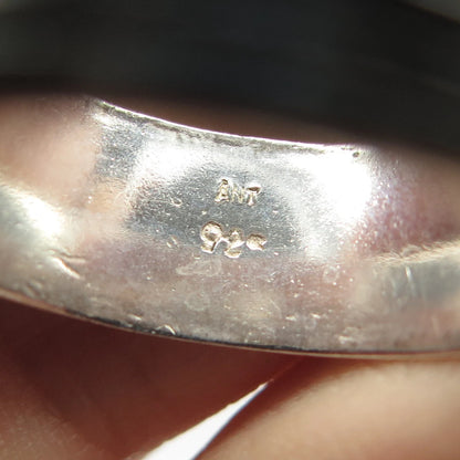 925 Sterling Silver Vintage Striped Band Ring Size 11.25