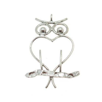 A & Z 925 Sterling Silver Vintage Wise Owl Modernist Pendant
