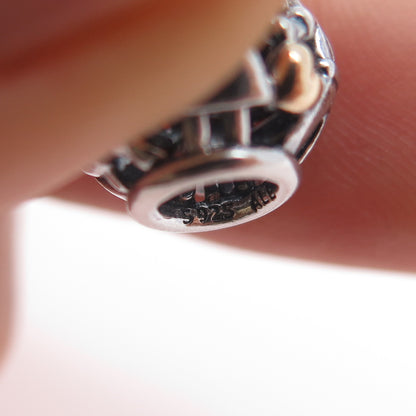 PANDORA 925 Sterling Silver & Gold Family Forever Slide Bead Charm