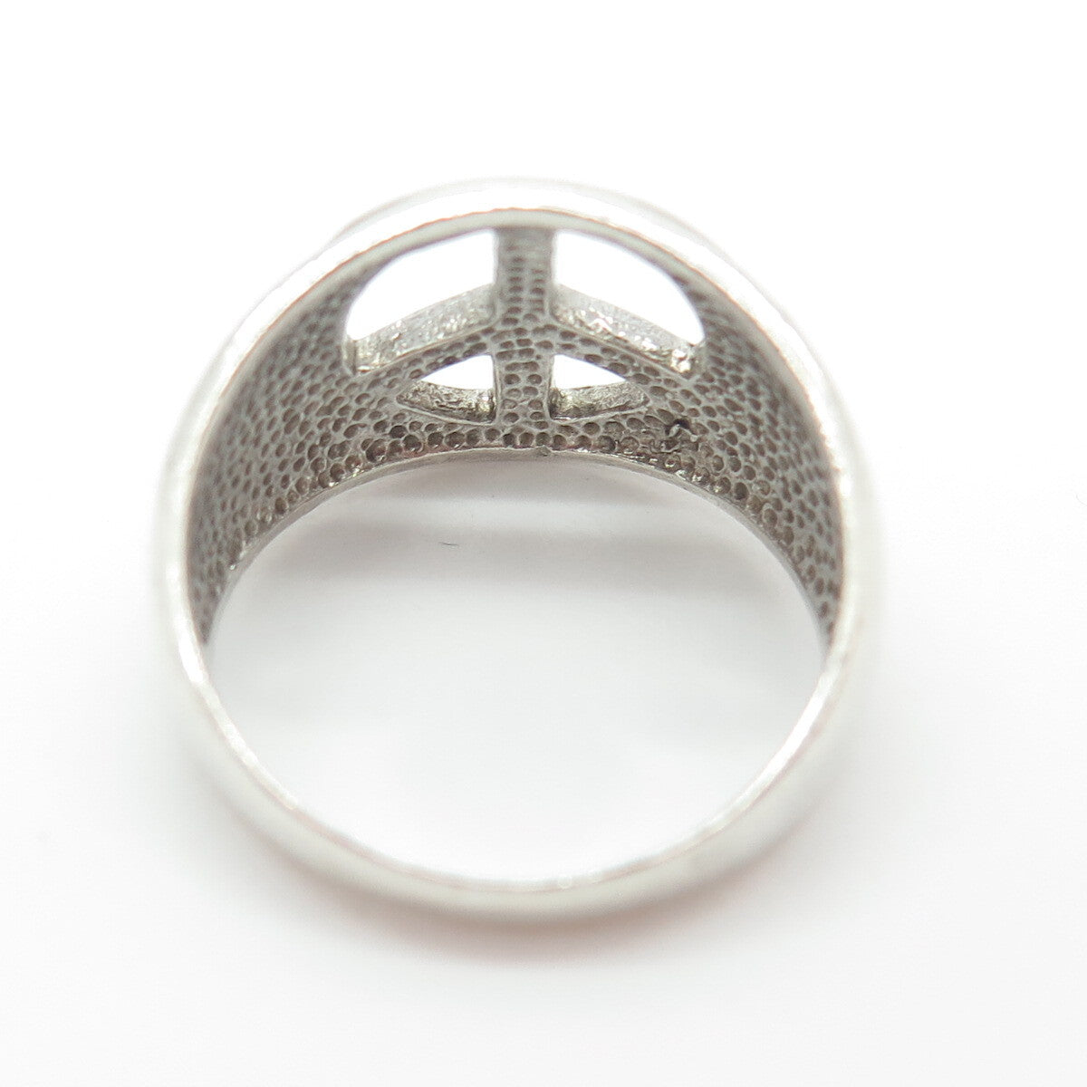 925 Sterling Silver Vintage Enamel Pride Flag Peace Symbol Ring Size 8.25