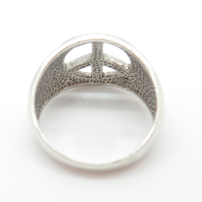 925 Sterling Silver Vintage Enamel Pride Flag Peace Symbol Ring Size 8.25