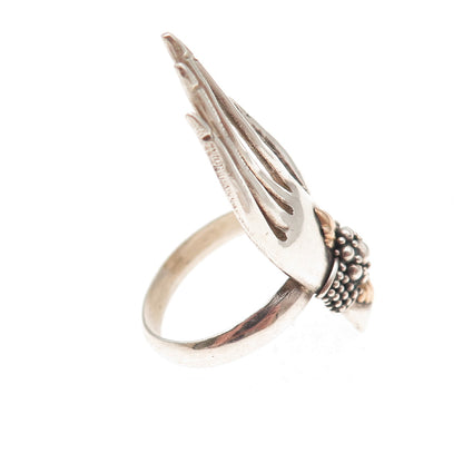 925 Sterling Silver 2-Tone Vintage Ladies Hand Oxidized Ring Size 6.75