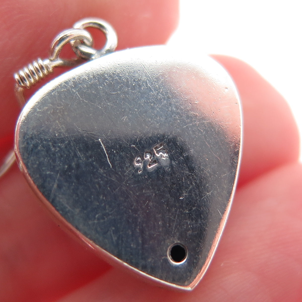 925 Sterling Silver 2-Tone Vintage Granulated Heart Oxidized Dangle Earrings