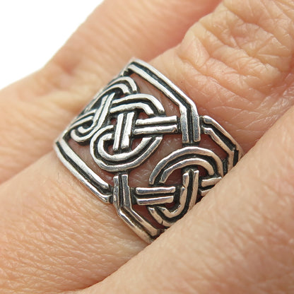 925 Sterling Silver Vintage Viking / Celtic Knot Band Ring Size 7.25