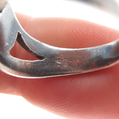 925 Sterling Silver Vintage Real Bisbee Turquoise Modernist Ring Size 7.5
