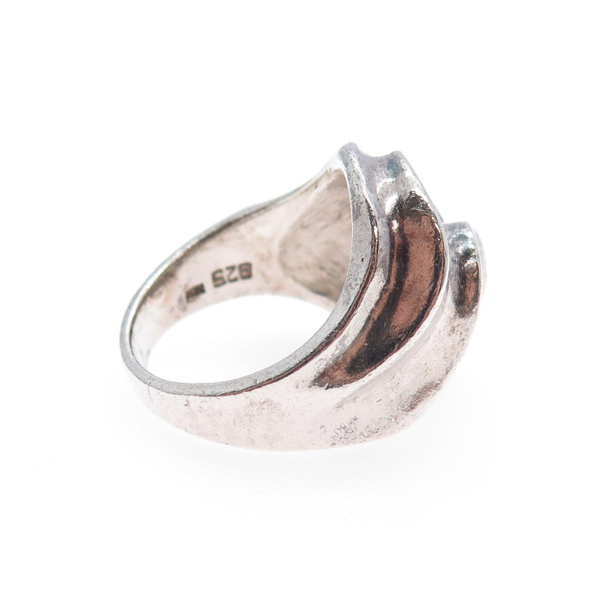 CHAPAL ZENRAY 925 Sterling Silver Vintage Modernist Wavy Oxidized Ring Size 8.25