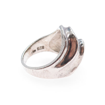 CHAPAL ZENRAY 925 Sterling Silver Vintage Modernist Wavy Oxidized Ring Size 8.25
