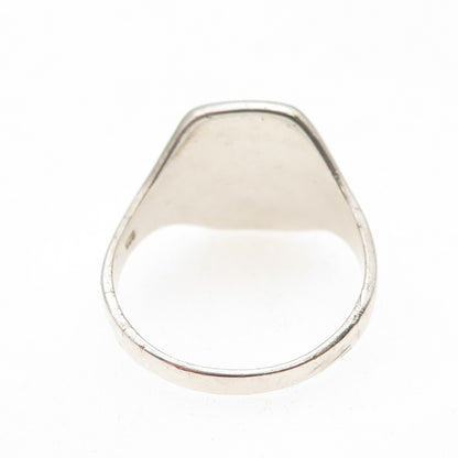 925 Sterling Silver Vintage Real Black Onyx Modernist Ring Size 8.75