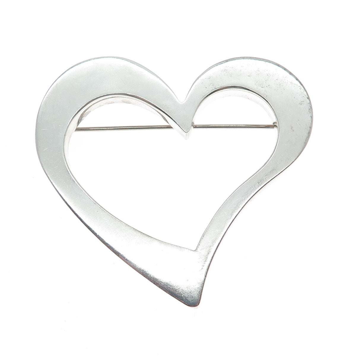 925 Sterling Silver Vintage Mexico Heart Modernist Pin Brooch