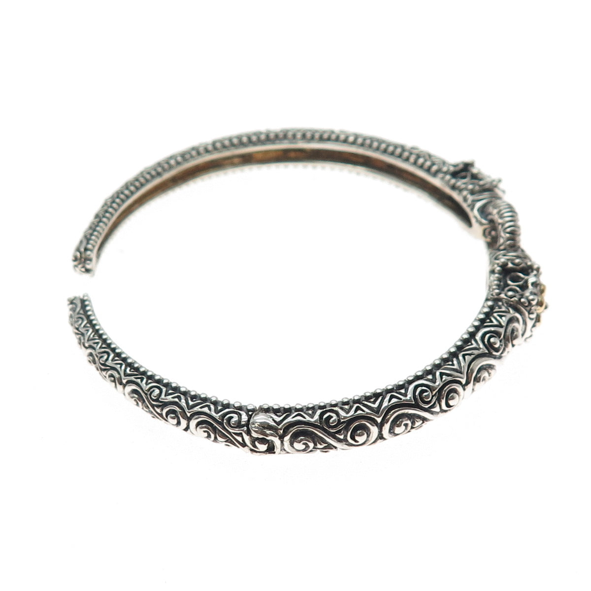 BARBARA BIXBY 925 Sterling Silver 18K Gold Flower Adjustable Cuff Bracelet 7.25"