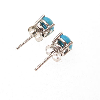 Chuck Clemency 925 Sterling Silver Real Sleeping Beauty Turquoise Stud Earrings