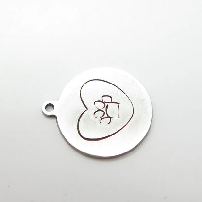 925 Sterling Silver USA Two In Town Paw Heart Charm Pendant