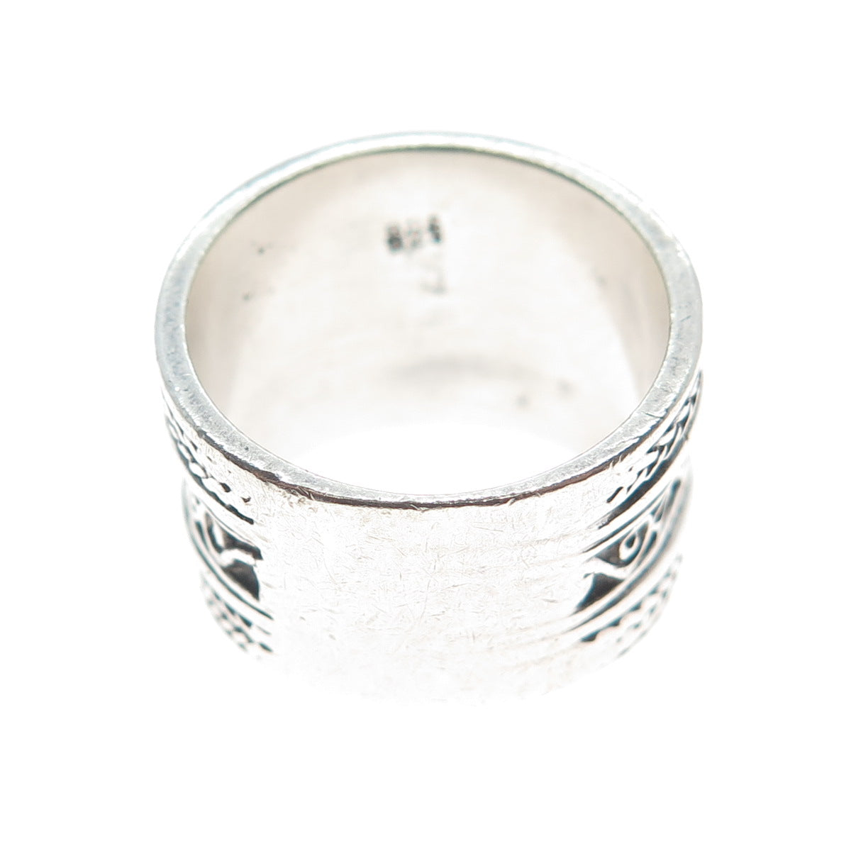 925 Sterling Silver Vintage Wheat Braided Swirl Wide Band Ring Size 7.5