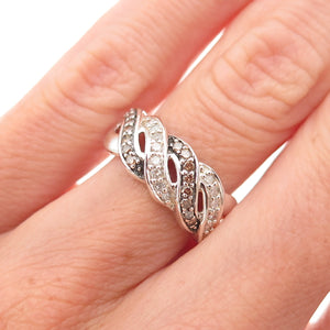Michelle Albala 925 Sterling Silver Real Cognac & White Diamond Ring Size 5.25