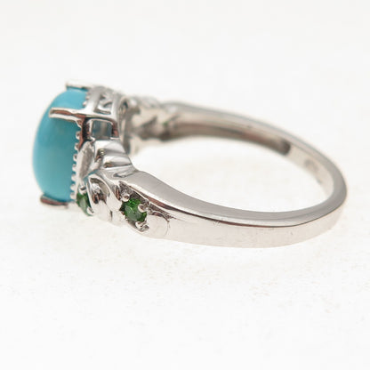 Chuck Clemency 925 Sterling Silver Real Turquoise & Peridot Ring Size 8.25