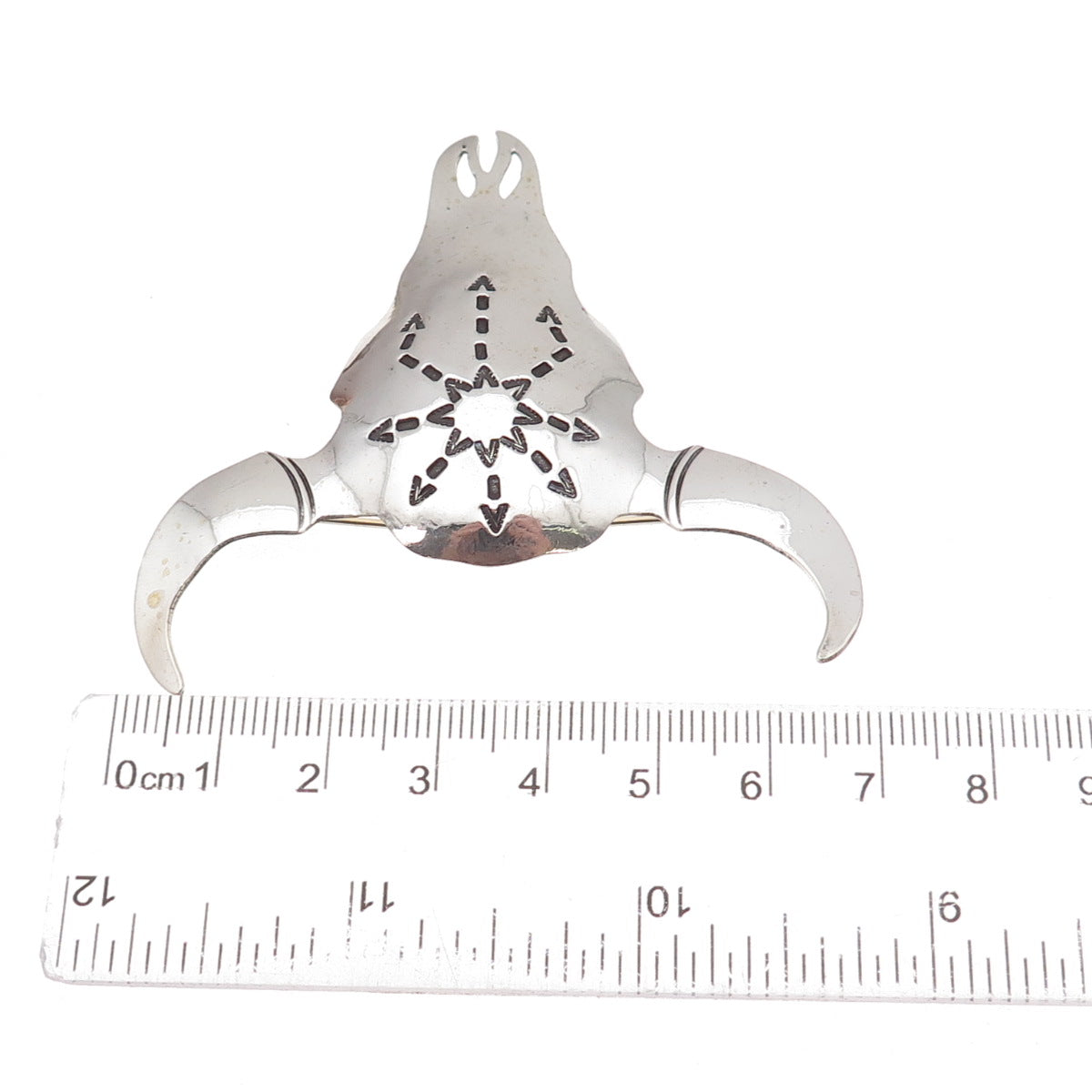 Ellwood Reynolds Old Pawn 925 Sterling Silver Vintage Buffalo Skull Pin Brooch