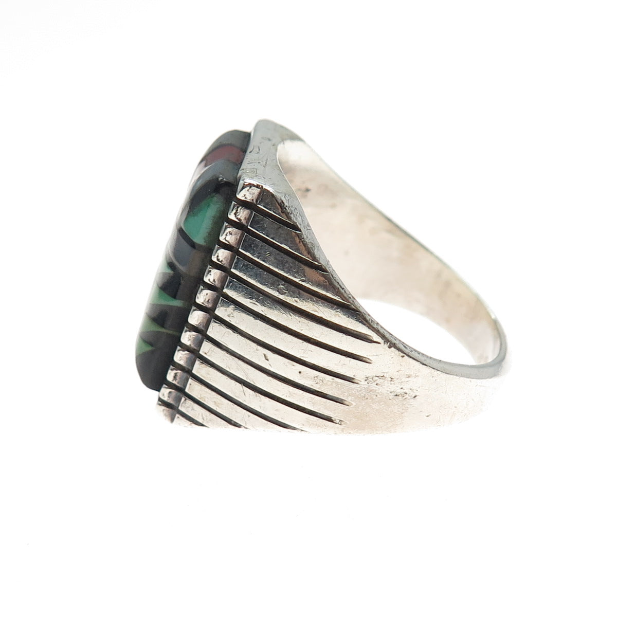 Sophia Becenti Navajo Old Pawn Sterling Silver Vintage Multi-Gem Ring Size 12.5