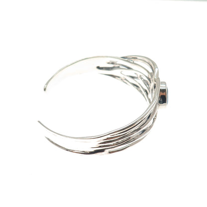 HAGIT GORALI 925 Sterling Vintage Blue Topaz Modernist Adjustable Bracelet 6"