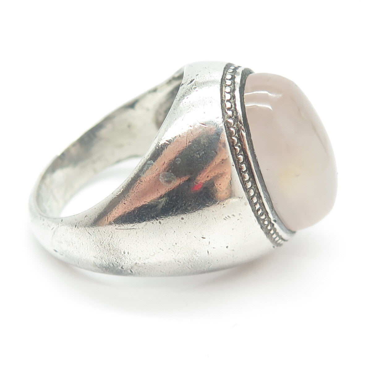 925 Sterling Silver Vintage Real Clear Agate Statement Ring Size 12