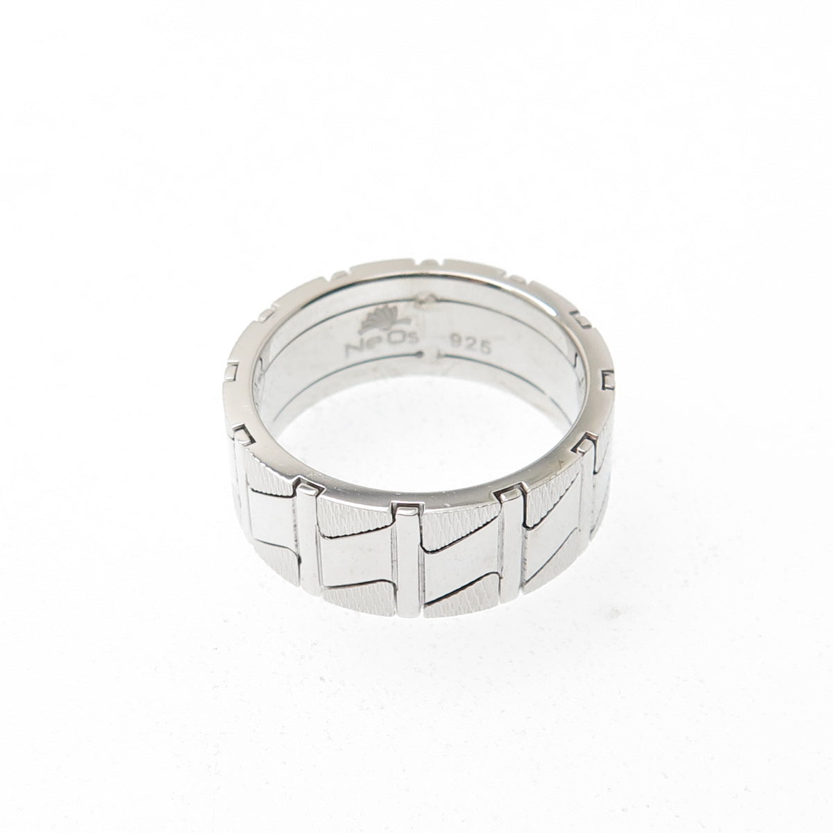 NEOS 925 Sterling Silver Textured Zig Zag Band Ring Size 7.75