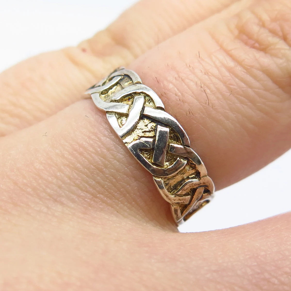 925 Sterling Silver Vintage Celtic Band Ring Size 5.75