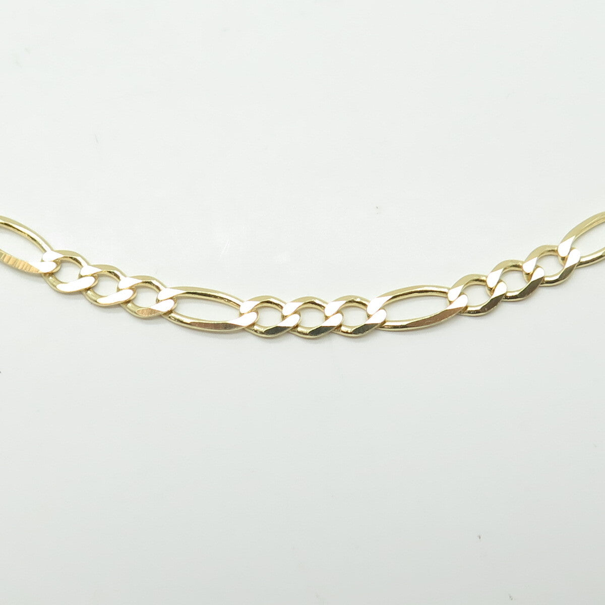 HAN 925 Sterling Silver Gold Plated Italy Figaro Chain Necklace 18"