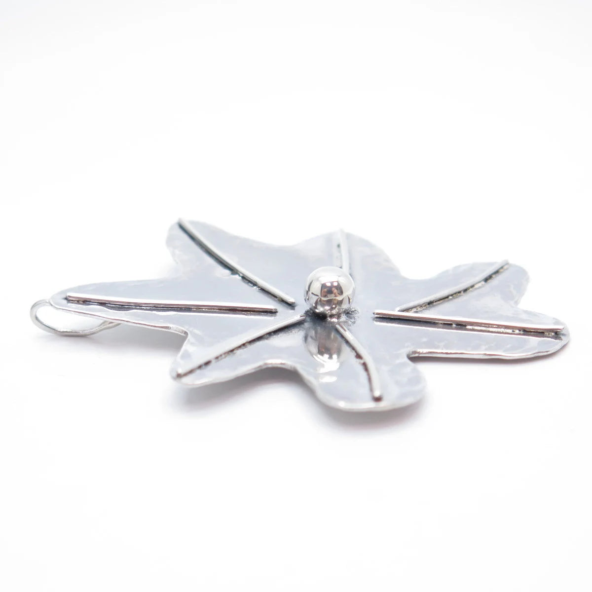 925 Sterling Silver Vintage Abstract Leaf Floral Slide Pendant