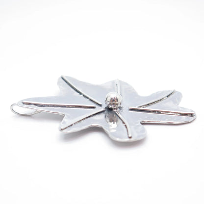 925 Sterling Silver Vintage Abstract Leaf Floral Slide Pendant