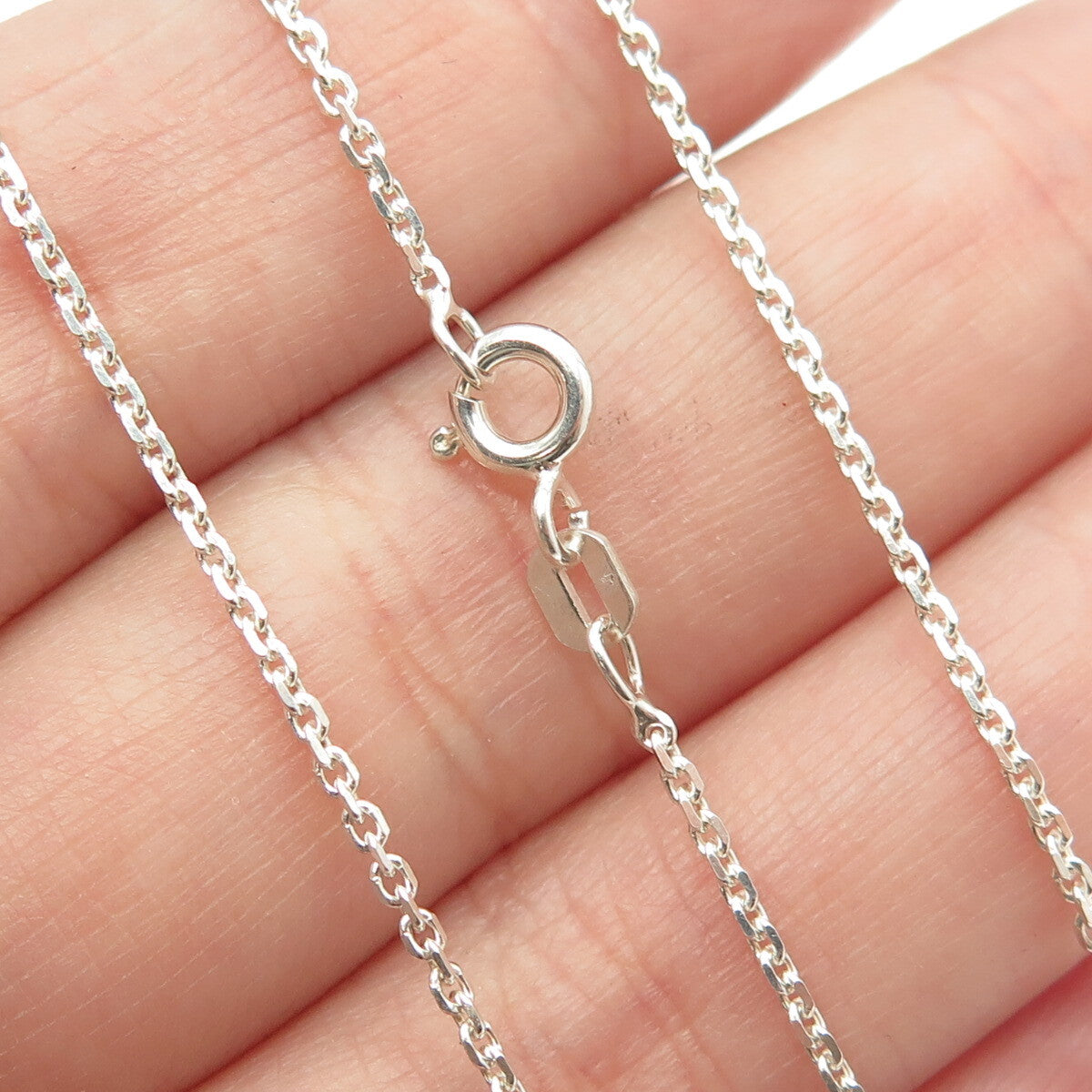 MICHELLE ALBALA 925 Sterling Silver Real Agate Drop Cable Chain Necklace 20"