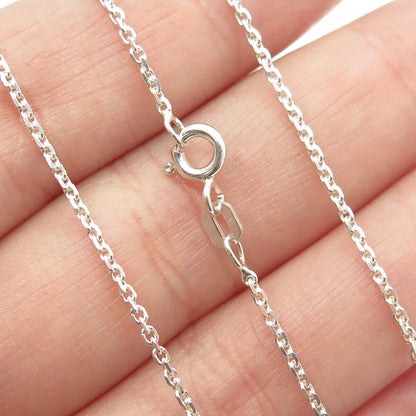 MICHELLE ALBALA 925 Sterling Silver Real Agate Drop Cable Chain Necklace 20"