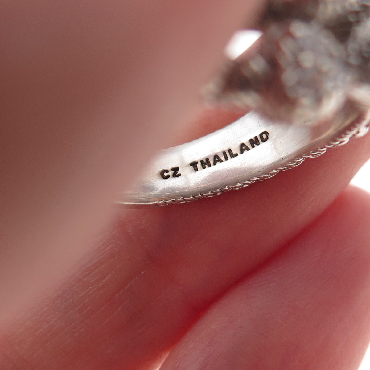 Judith Ripka 925 Sterling Silver C Z Heart 3-Row Adjustable Ring Size 7.75