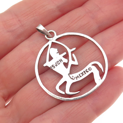 925 Sterling Silver Vintage Mexico Sagittarius Zodiac Sign Charm Pendant