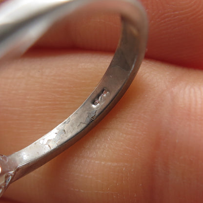 925 Sterling Silver Vintage Oval-Cut Pink & Round-Cut White C Z Ring Size 7.25